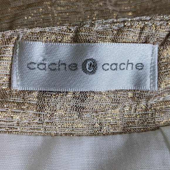 Cache Cache Metallic Gold Faux Wrap Side Pockets Mini Skirt - size 42 Eu(10-12)* - Picture 8 of 11